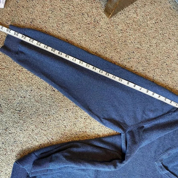 Brooks Brothers Merino Wool Nylon Pullover V Neck Blue Sweater Men XL Stretch - Picture 3 of 6